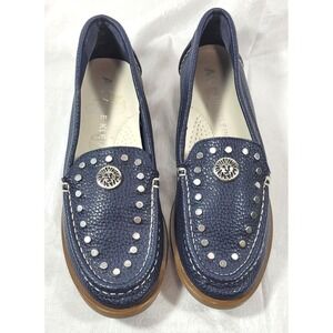 Anne‎ Klein Women's Iflex Aknarde Flat Loafer Slip-on Shoes - Navy Blue - 6.5M